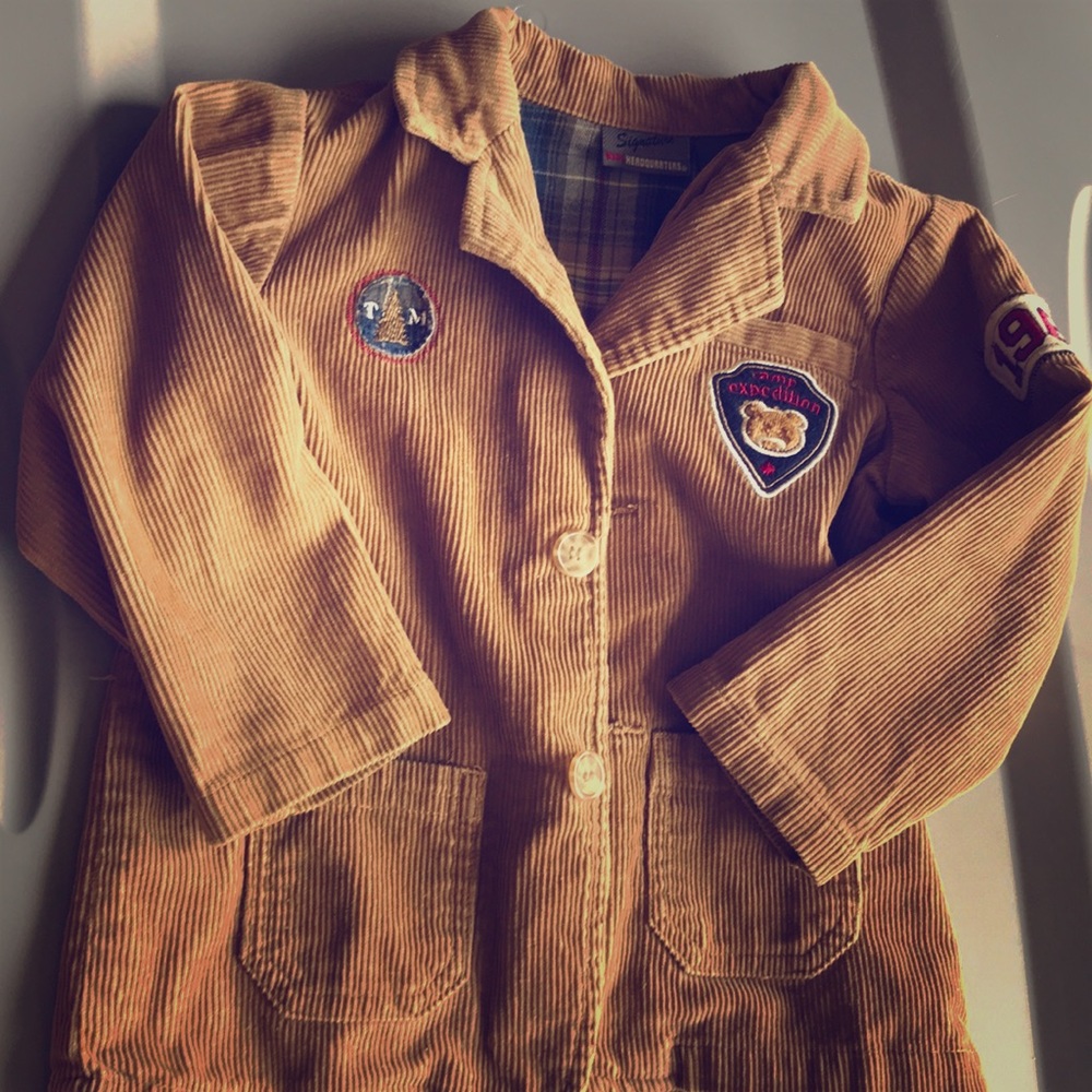 Boys corduroy jacket with patches.